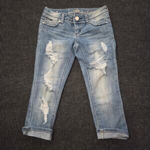 Almost famous Mcbling Y2K Beaded Ultra Low Rise Capri Size 0